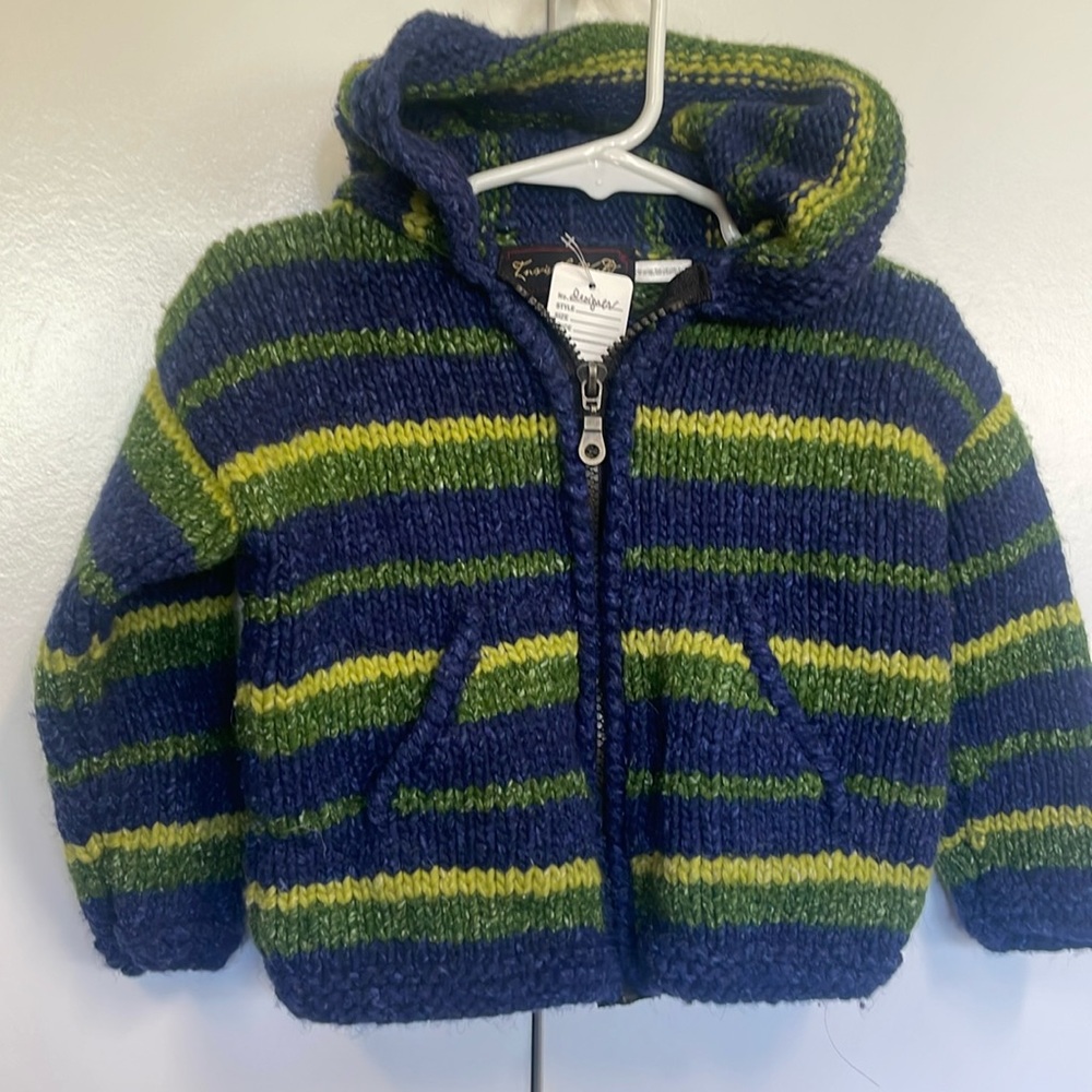 Handknit Invisiblele world toddler sweater. Alpaca Gorgeous colors. Warm, soft